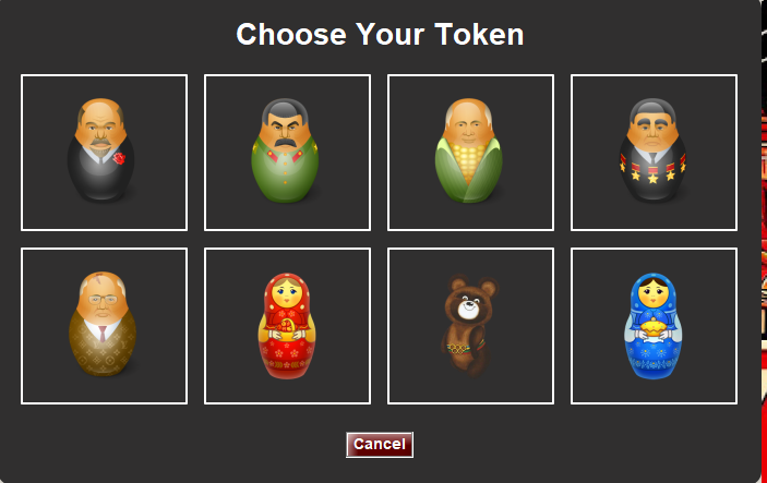 Red Monopoly character selection screen